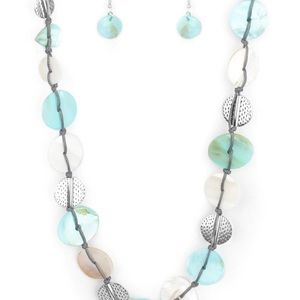 New Paparazzi light blue shell-like discs mixed with silver. Earrings free